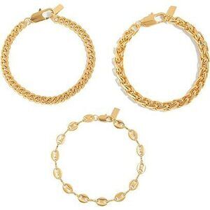 Chunky Gold Bracelets For Women Waterproof,Dainty 14K Gold Plated Chain Bracelet